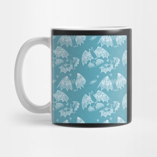 Light Blue and white Lace Bats Elegant Classy Goth Mug